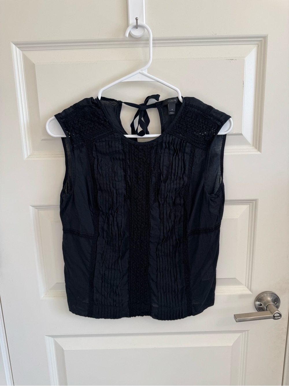 J.Crew 100% Cotton Sleeveless Black Ruffled Blouse